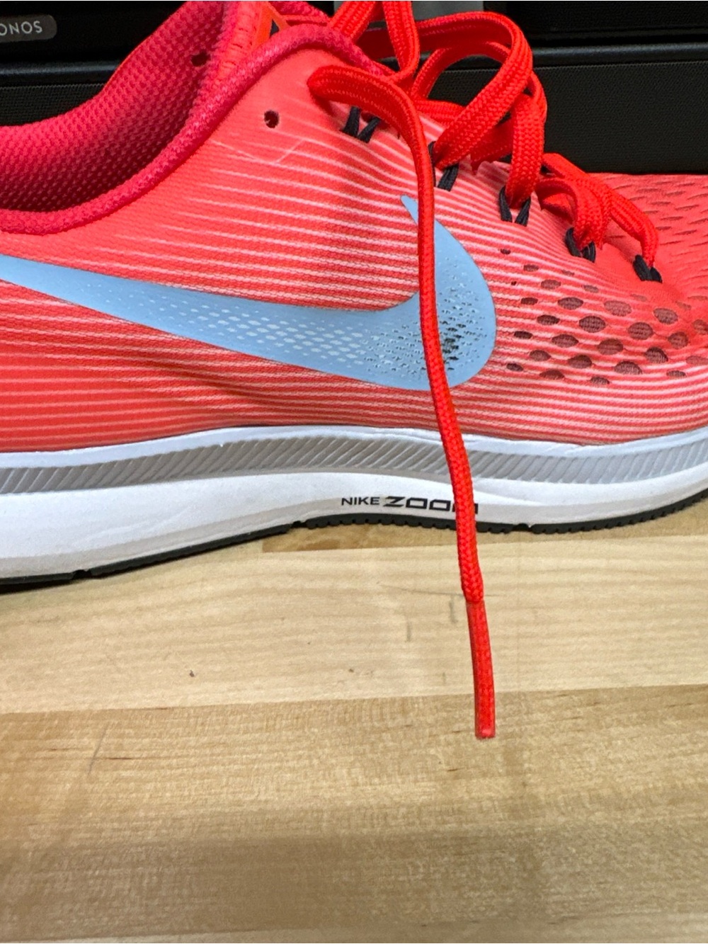 Nike Women's Bright Coral Running Sneakers with Light Blue Swoosh - Picture 10 of 12